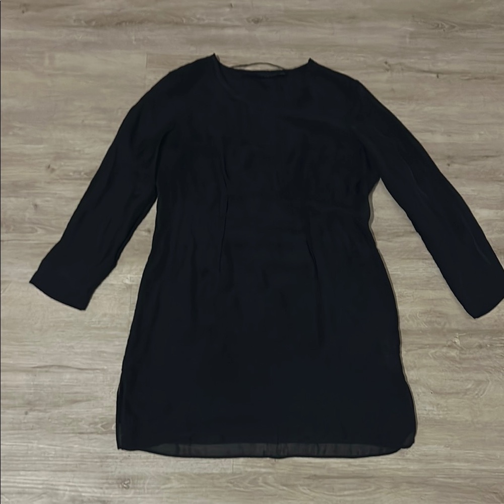 Zara Black Long Sleeve Sheath Dress Crew Neck